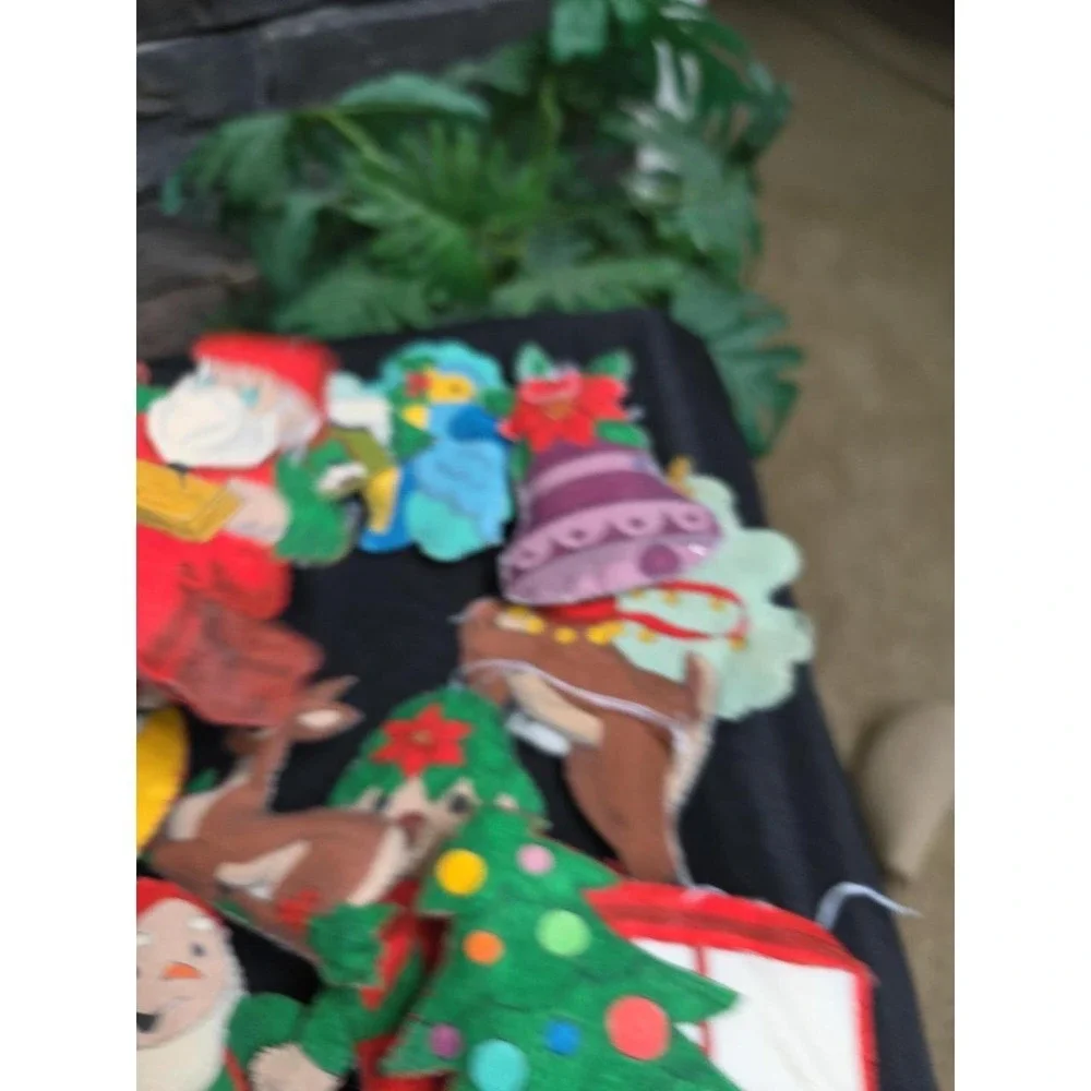 Vintage Lot of Handmade Felt Christmas Die Cuts Patches ornaments decals Craft